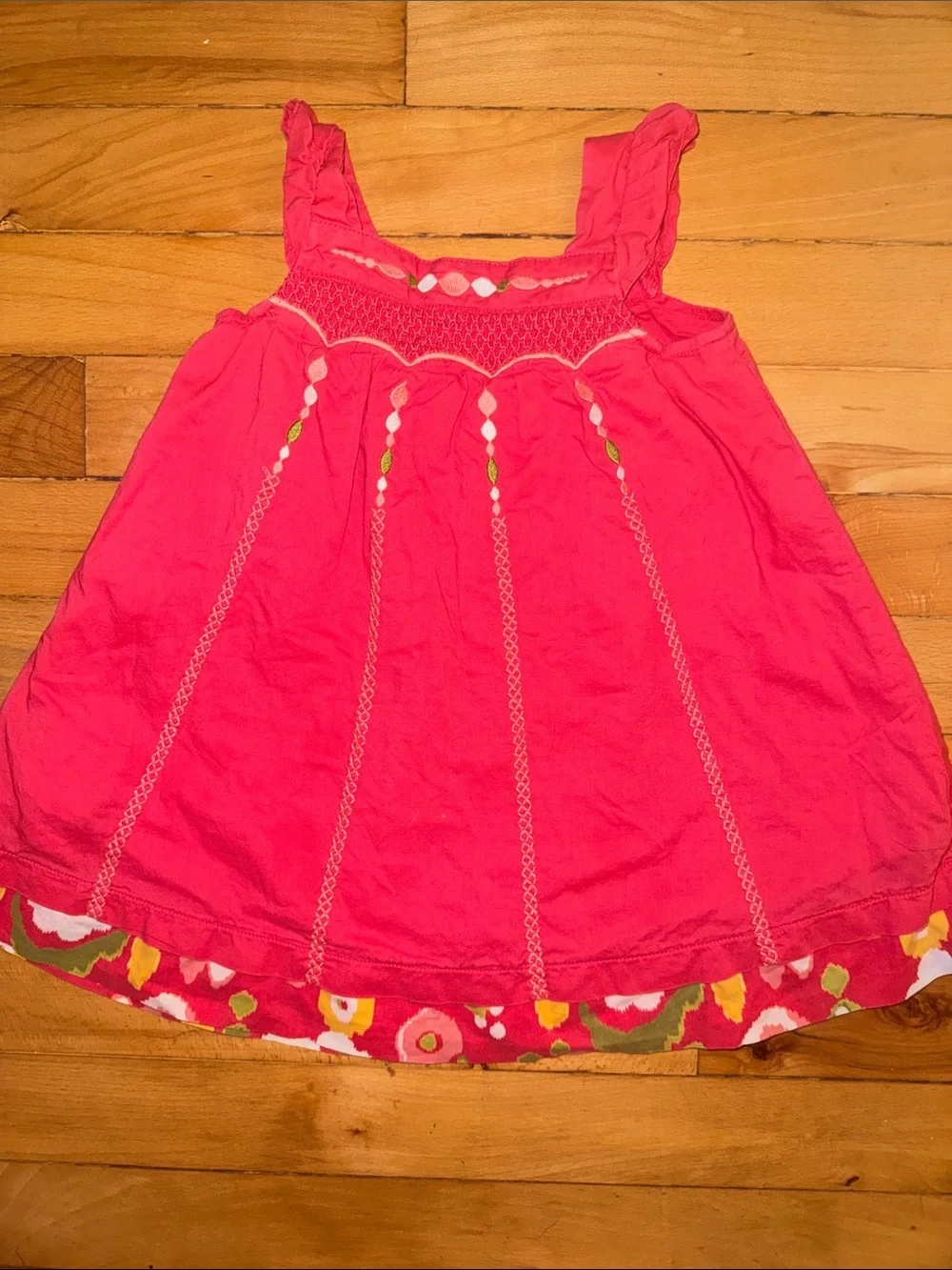 Gymboree Hot Pink Smocked Floral-Trim Sundress